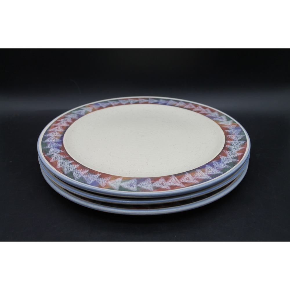 Set of 3 Treasure Craft Horizon Dinner Plates 11.5" Southwest Geometric Made USA